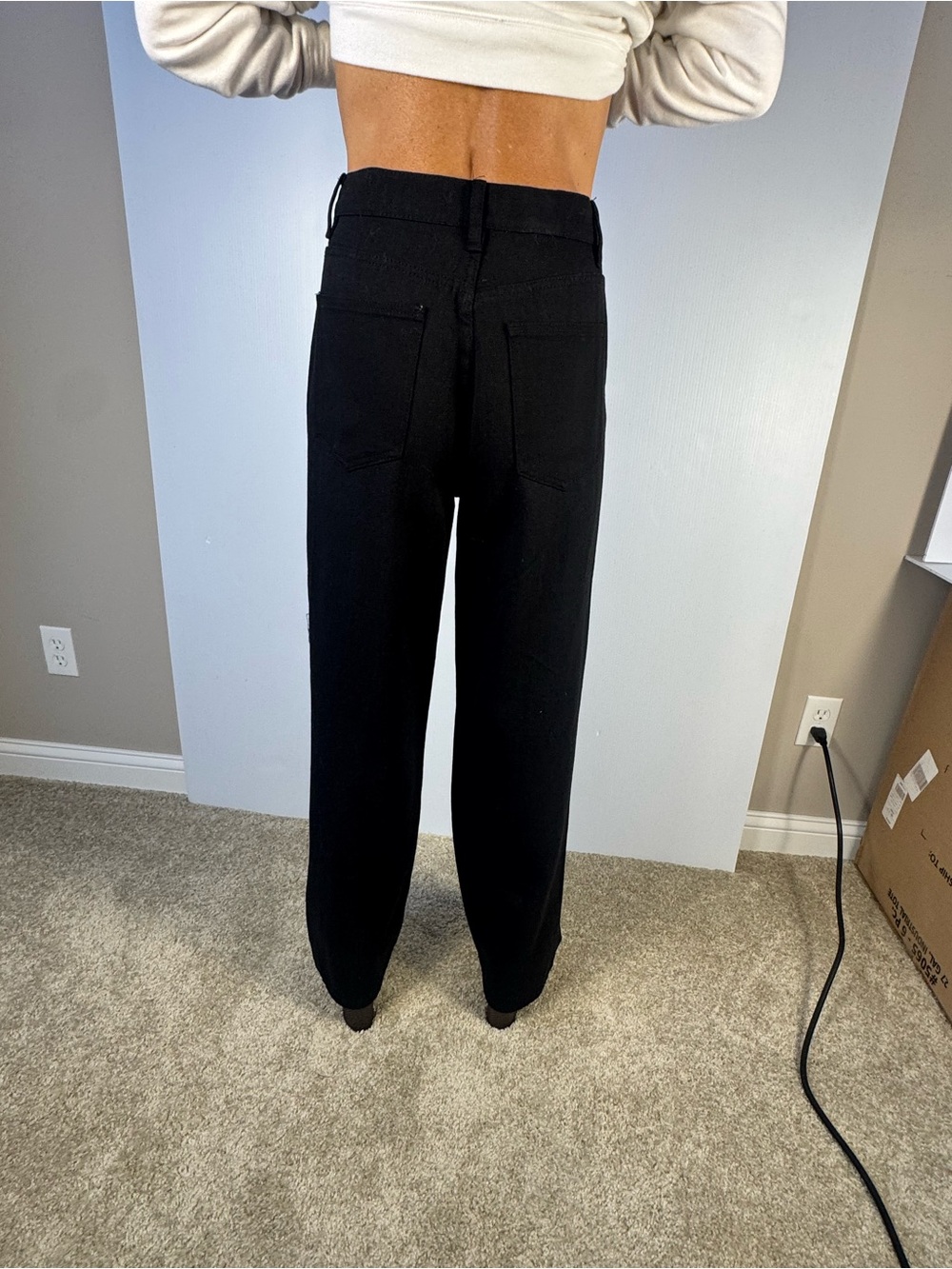 NWT Black Distressed Rhinestone Wide-Leg Pants – 30” Inseam - Picture 4 of 6